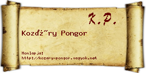 Kozáry Pongor névjegykártya